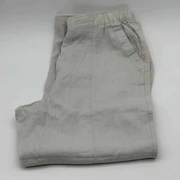 Nicole Miller 100% Linen Women's Pants Elastic Waist Pockets White Size XL - Picture 10 of 10
